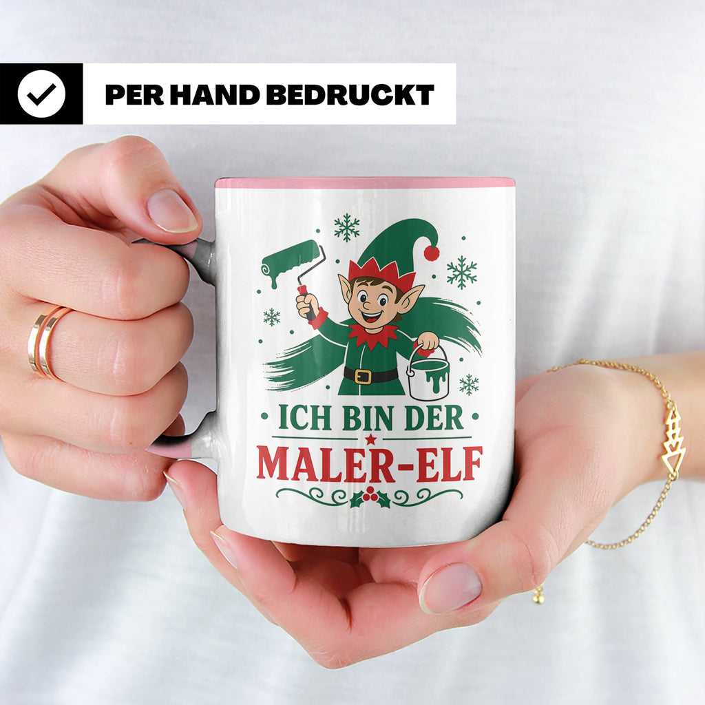 Maler Weihnachten Tasse Ich bin der Maler-Elf - Lustiges Ges – Rosa [farbe:rosa]