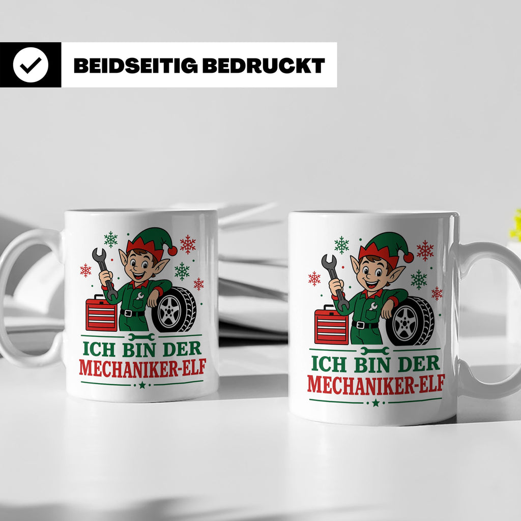 Mechaniker Weihnachten Tasse Ich bin der Mechaniker-Elf - Lu – Weiß [farbe:weiß]