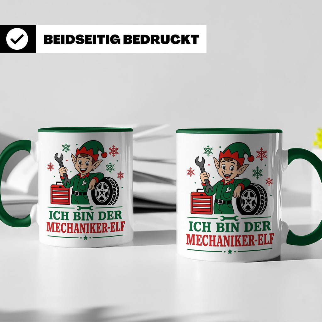 Mechaniker Weihnachten Tasse Ich bin der Mechaniker-Elf - Lu – Grün [farbe:grün]