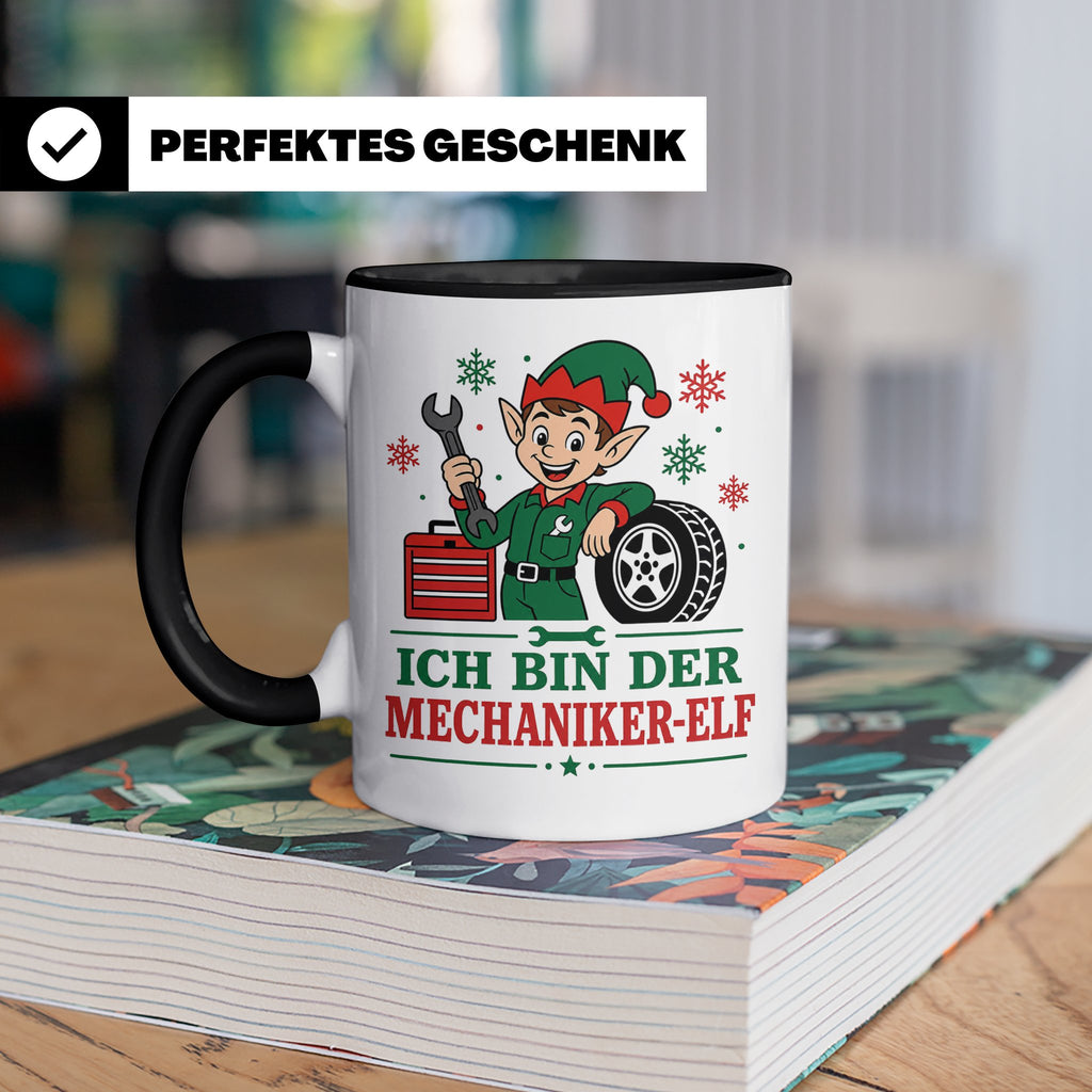 Mechaniker Weihnachten Tasse Ich bin der Mechaniker-Elf - Lu – Schwarz [farbe:schwarz]