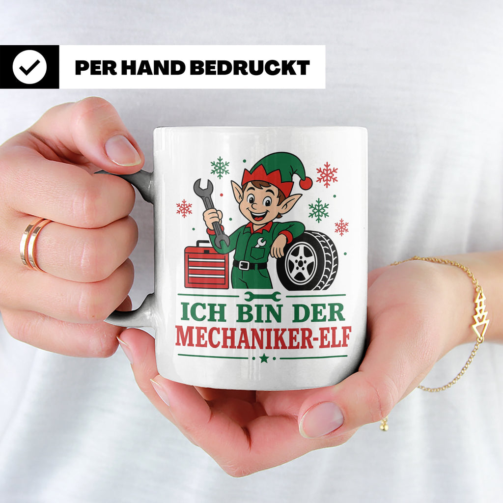 Mechaniker Weihnachten Tasse Ich bin der Mechaniker-Elf - Lu – Weiß [farbe:weiß]