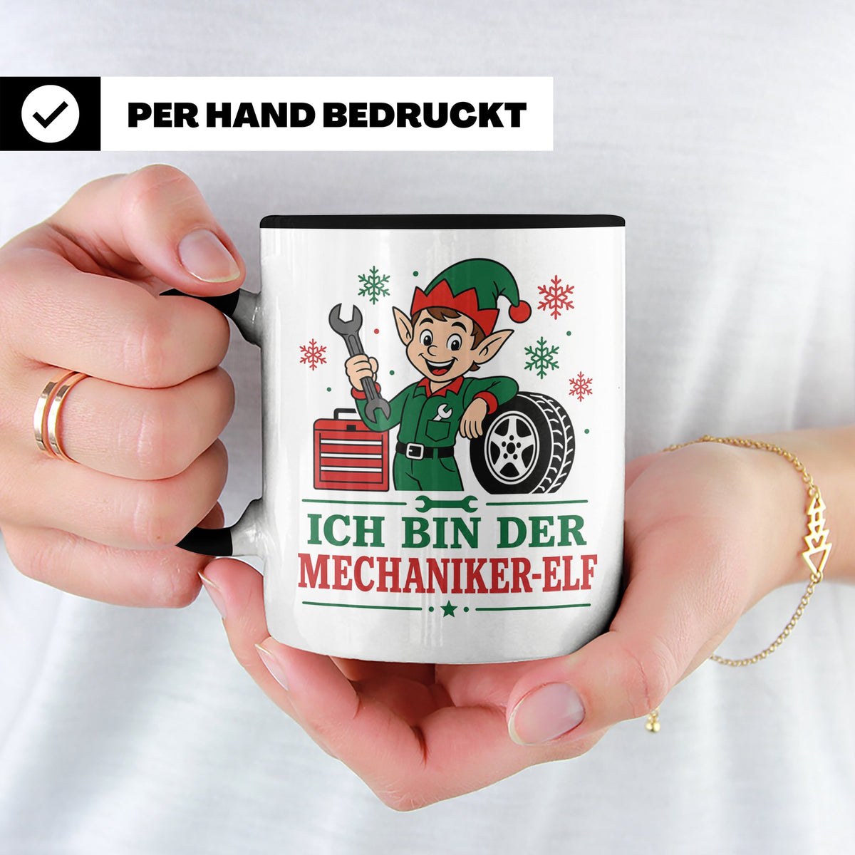 Mechaniker Weihnachten Tasse Ich bin der Mechaniker-Elf - Lu – Schwarz [farbe:schwarz]