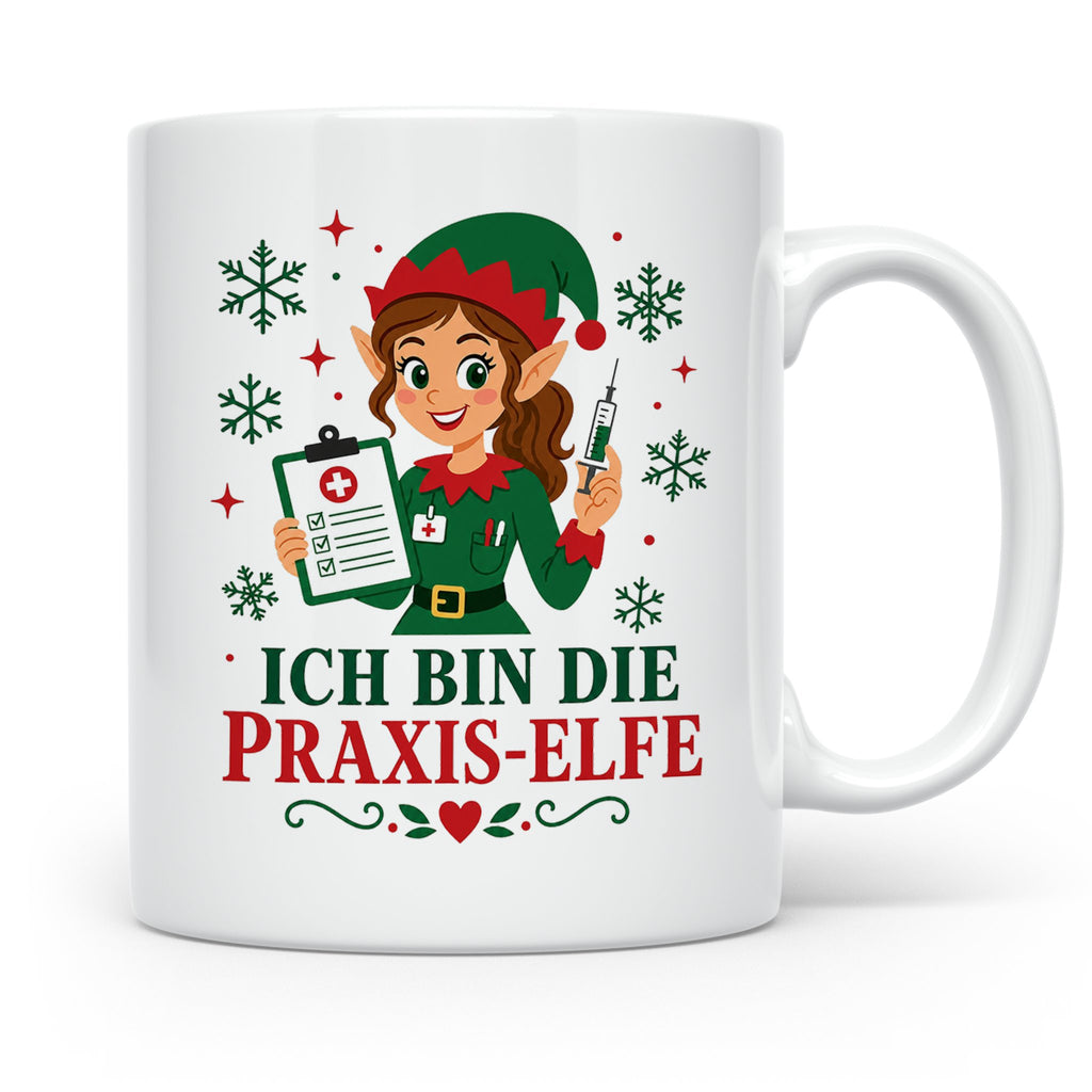 MFA Arzthelferin Weihnachten Tasse Ich bin die Praxis-Elfe - – Weiß [farbe:weiß]
