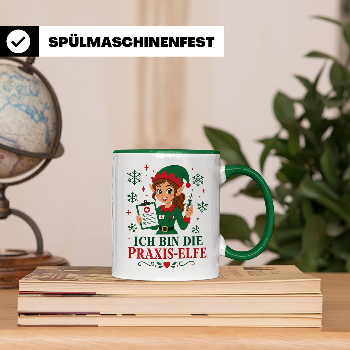 MFA Arzthelferin Weihnachten Tasse Ich bin die Praxis-Elfe - – Grün [farbe:grün]