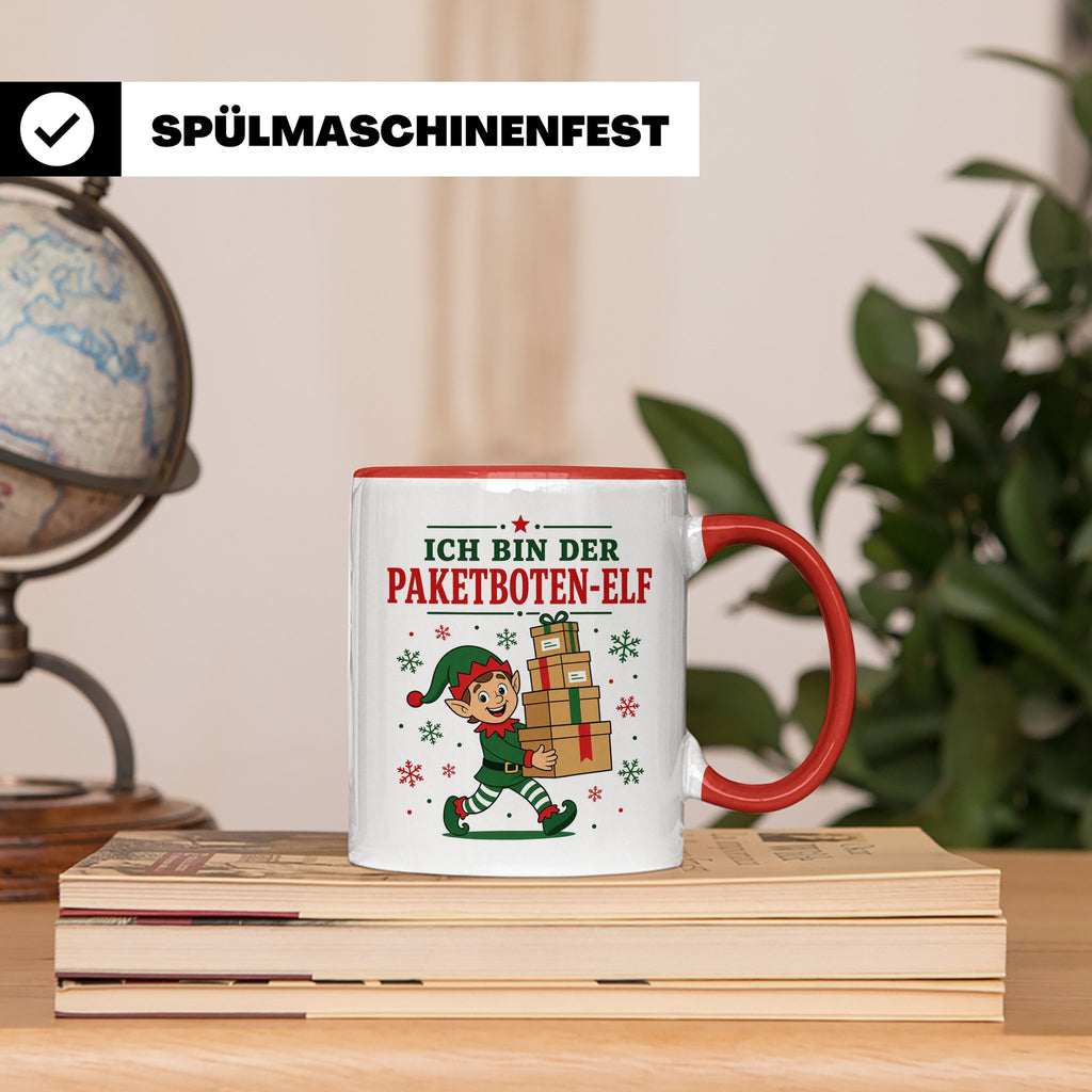 Paketbote Weihnachten Tasse Ich bin der Paketboten-Elf - Lus – Rot [farbe:rot]