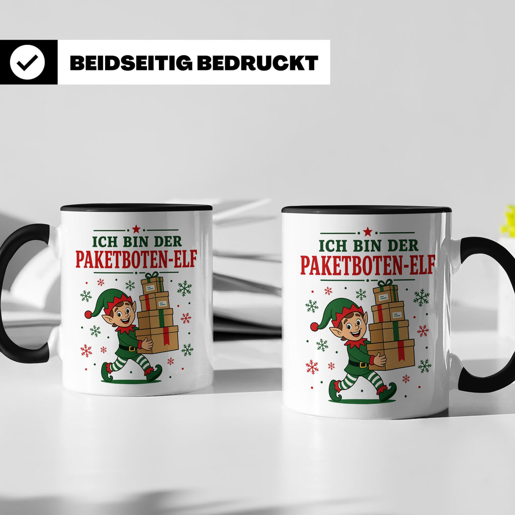Paketbote Weihnachten Tasse Ich bin der Paketboten-Elf - Lus – Schwarz [farbe:schwarz]