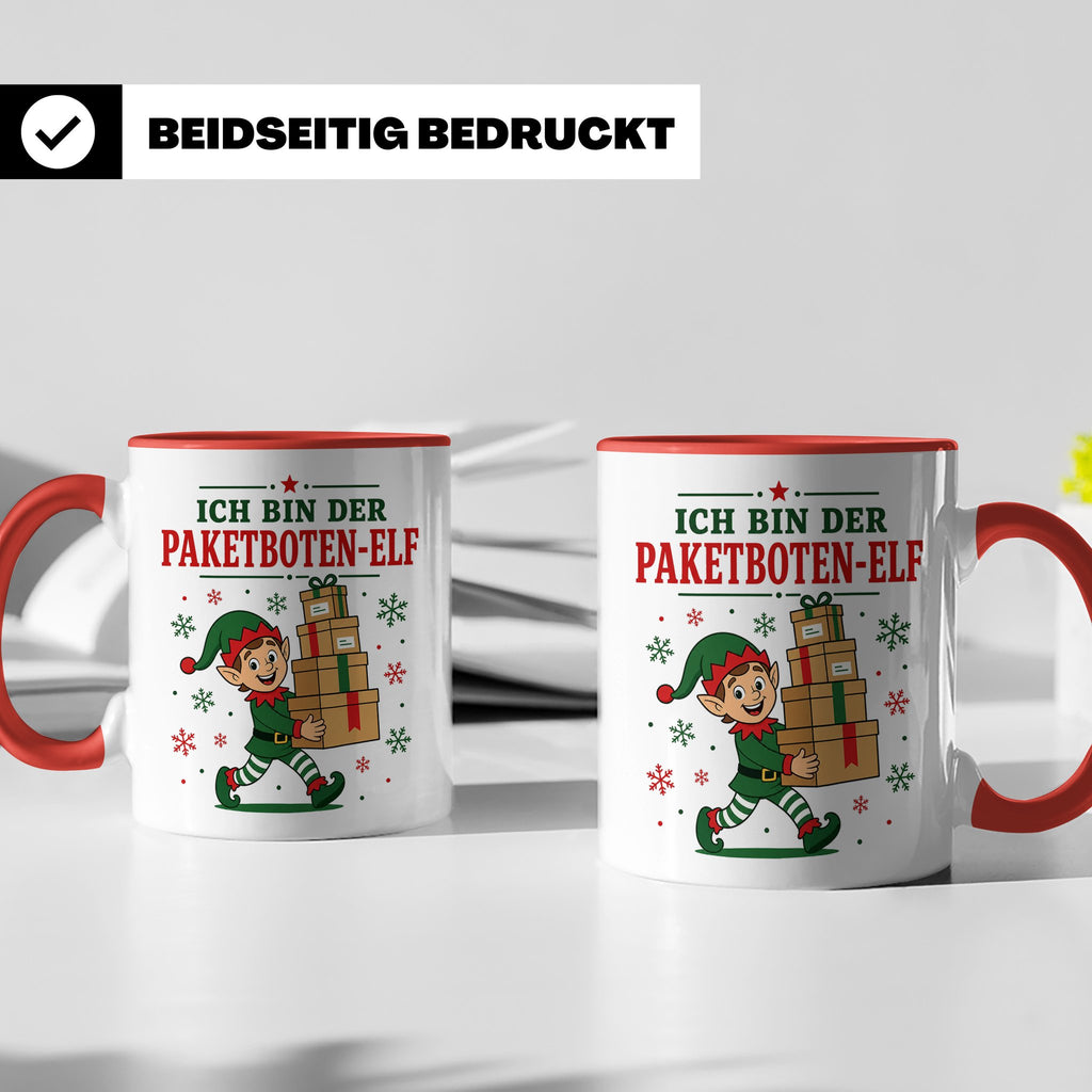 Paketbote Weihnachten Tasse Ich bin der Paketboten-Elf - Lus – Rot [farbe:rot]