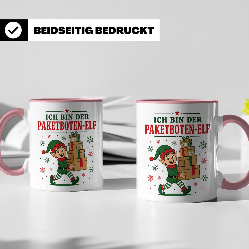 Paketbote Weihnachten Tasse Ich bin der Paketboten-Elf - Lus – Rosa [farbe:rosa]