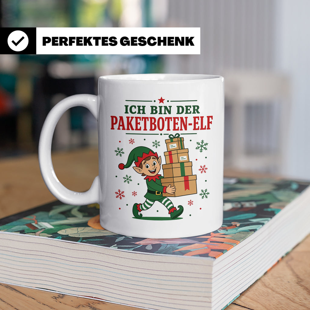 Paketbote Weihnachten Tasse Ich bin der Paketboten-Elf - Lus – Weiß [farbe:weiß]