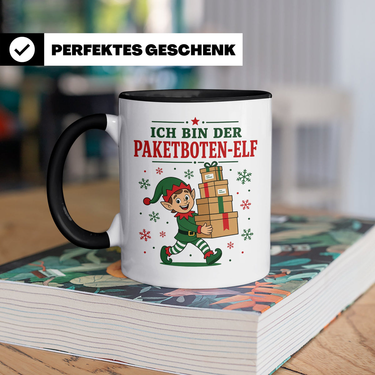Paketbote Weihnachten Tasse Ich bin der Paketboten-Elf - Lus – Schwarz [farbe:schwarz]