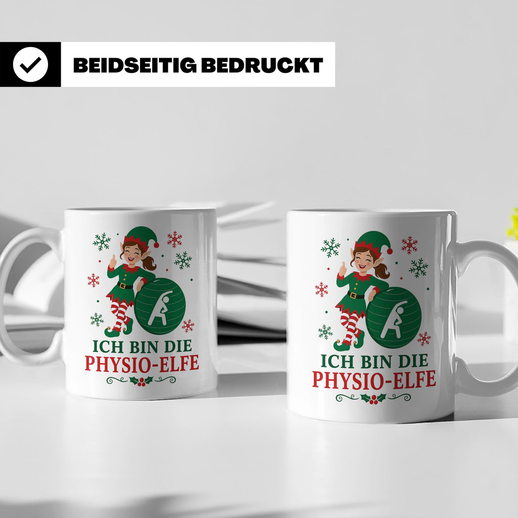 Physiotherapeutin Weihnachten Tasse Ich bin die Physio-Elfe  – Weiß [farbe:weiß]