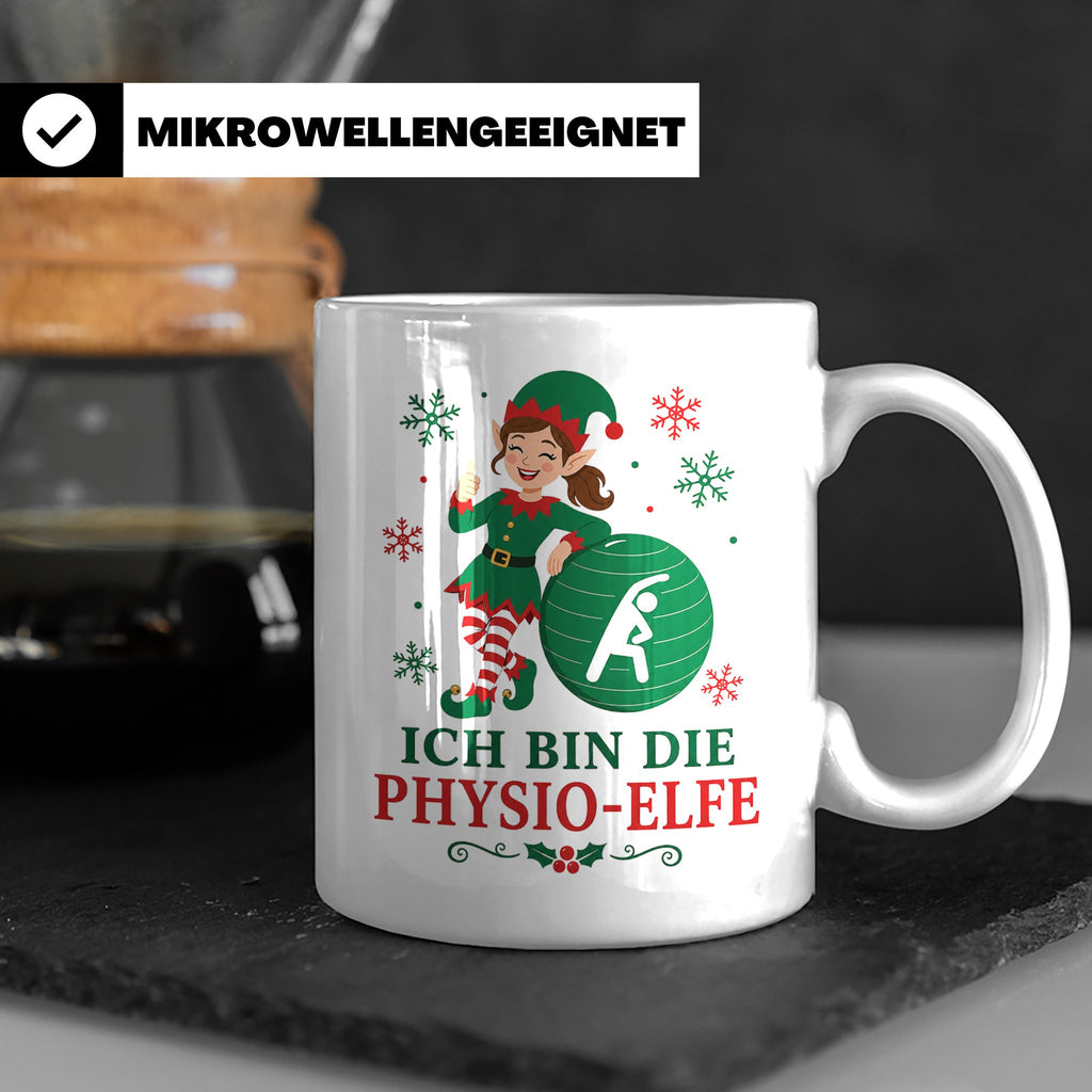 Physiotherapeutin Weihnachten Tasse Ich bin die Physio-Elfe  – Weiß [farbe:weiß]