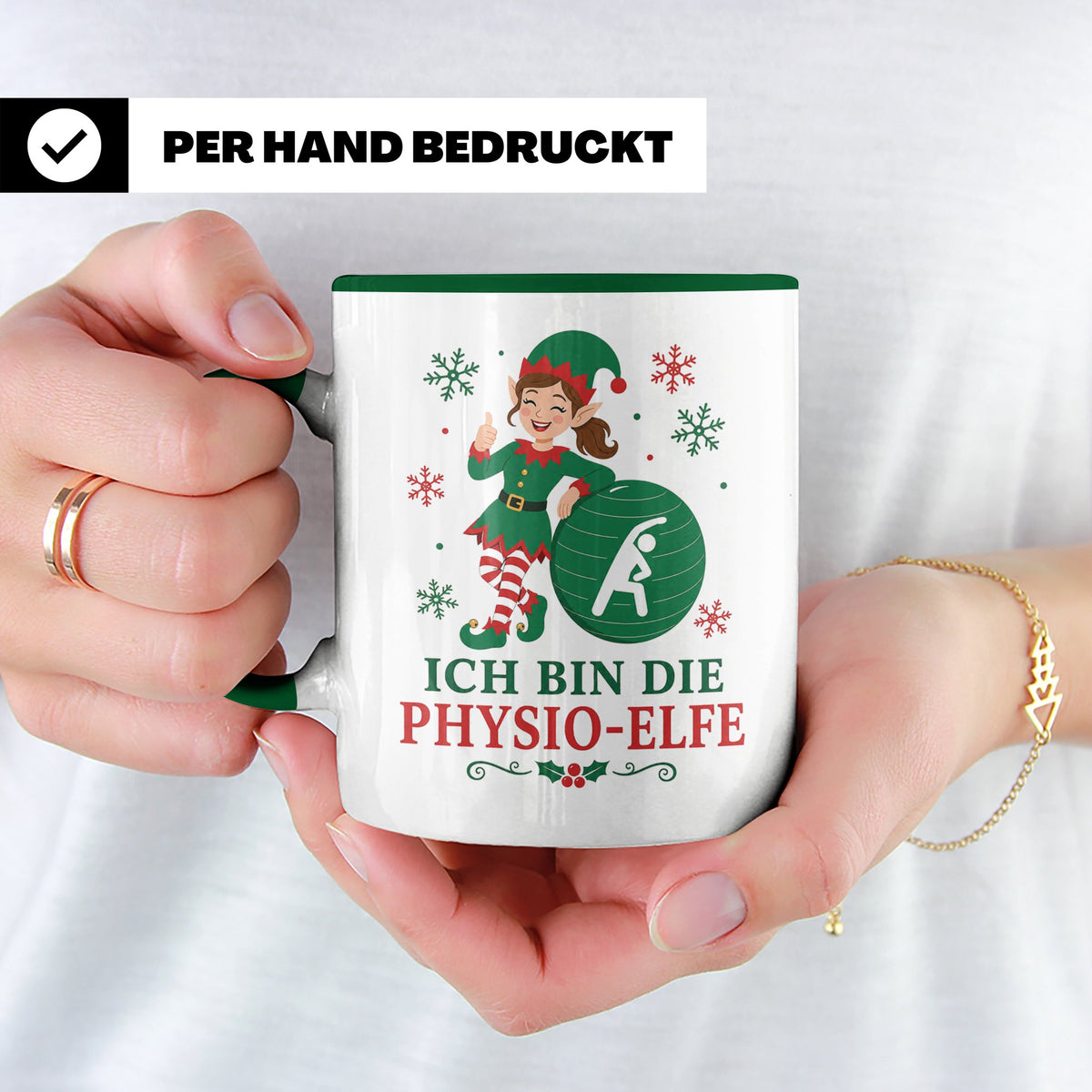 Physiotherapeutin Weihnachten Tasse Ich bin die Physio-Elfe  – Grün [farbe:grün]