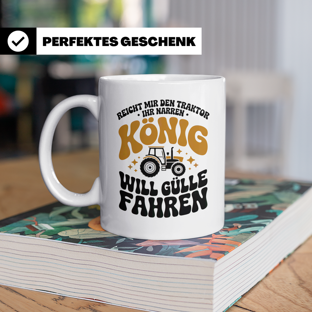 König Traktor Gülle fahren Landwirt Bauernhof Tasse - Landwi – Weiß [farbe:weiß]