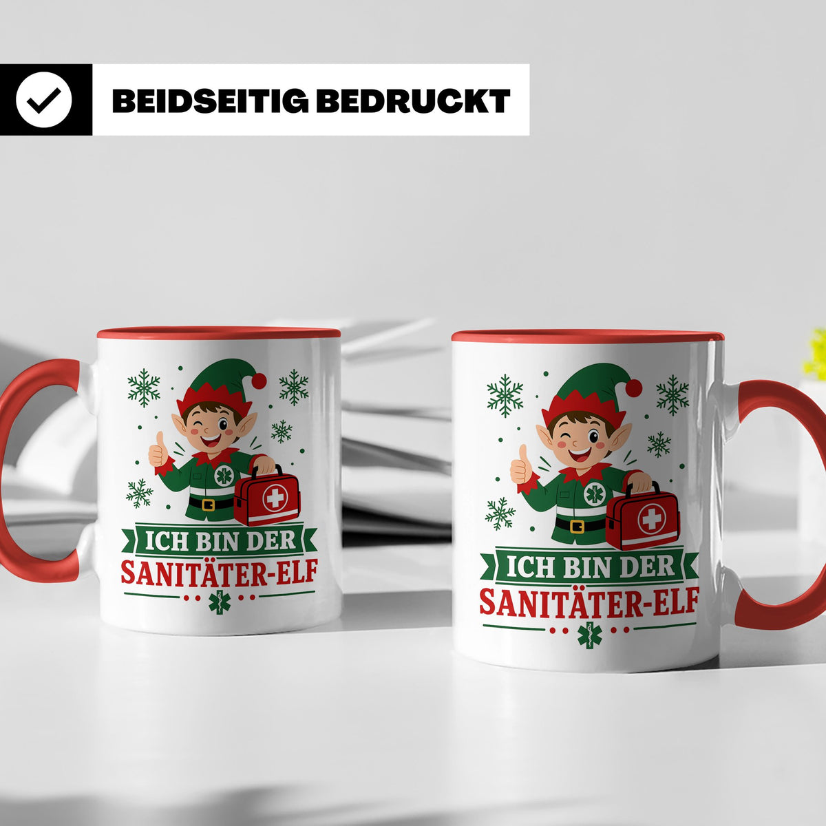 Sanitäter Weihnachten Tasse Ich bin der Sanitäter-Elf - Lust – Rot [farbe:rot]