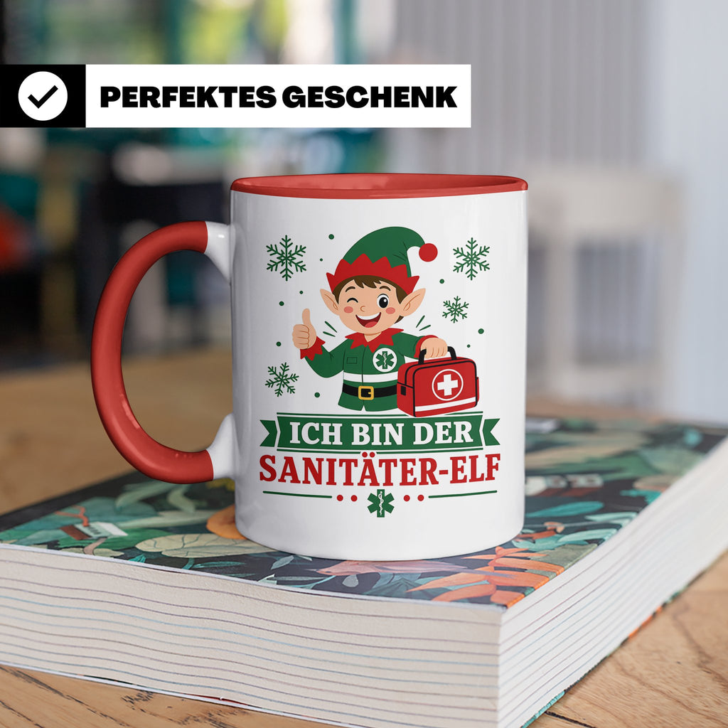 Sanitäter Weihnachten Tasse Ich bin der Sanitäter-Elf - Lust – Rot [farbe:rot]