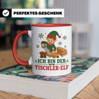 Tischler Weihnachten Tasse Ich bin der Tischler-Elf - Lustig – Rot [farbe:rot]