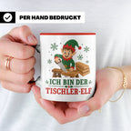 Tischler Weihnachten Tasse Ich bin der Tischler-Elf - Lustig – Rot [farbe:rot]