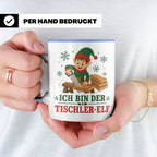 Tischler Weihnachten Tasse Ich bin der Tischler-Elf - Lustig – Blau [farbe:blau]