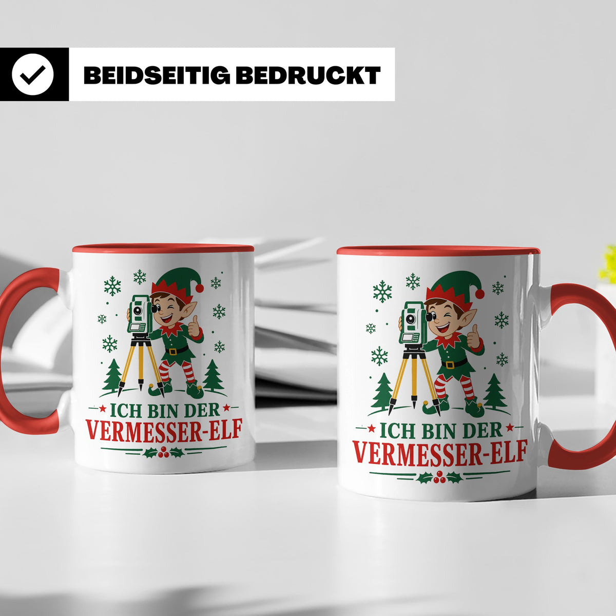 Vermesser Weihnachten Tasse Ich bin der Vermesser-Elf - Lust – Rot [farbe:rot]