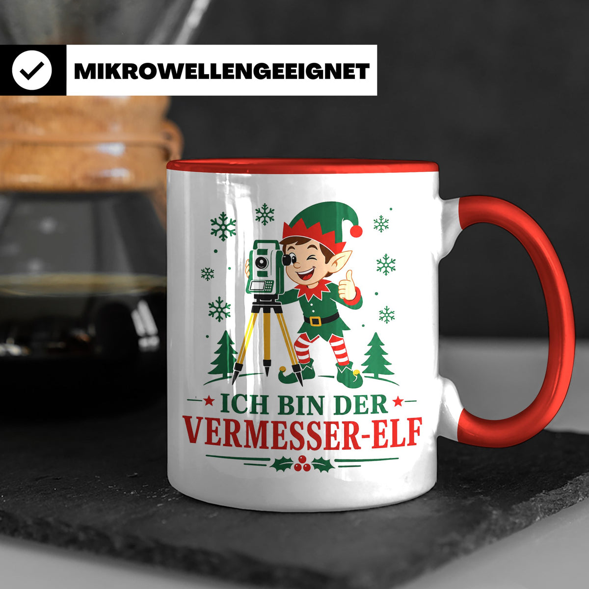 Vermesser Weihnachten Tasse Ich bin der Vermesser-Elf - Lust – Rot [farbe:rot]