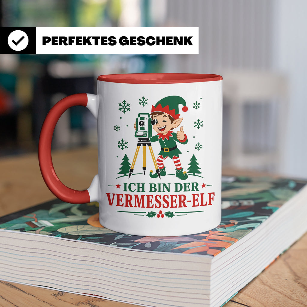 Vermesser Weihnachten Tasse Ich bin der Vermesser-Elf - Lust – Rot [farbe:rot]