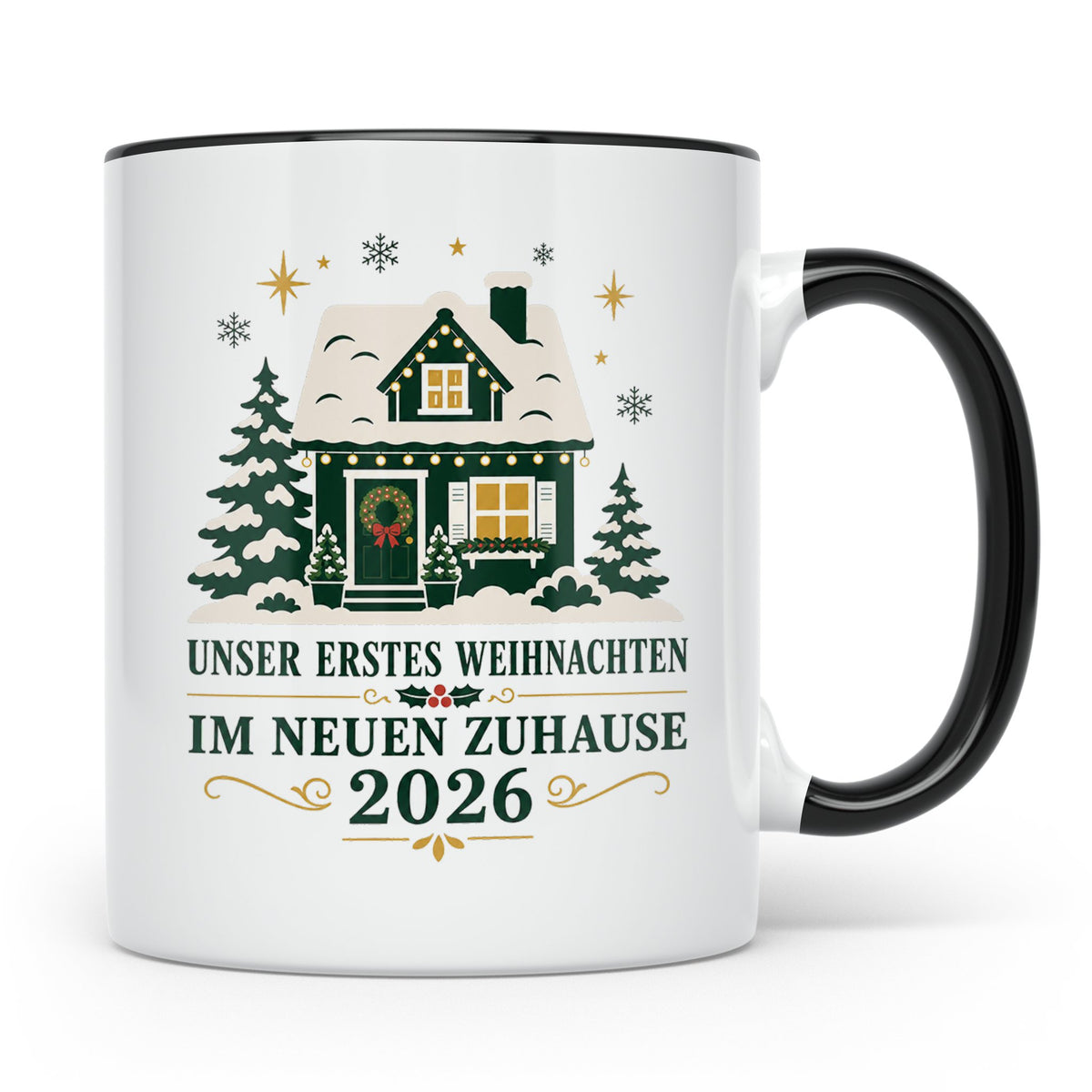 Neues Zuhause Tasse Unser erstes Weihnachten im neuen Zuhaus – Schwarz [farbe:schwarz]