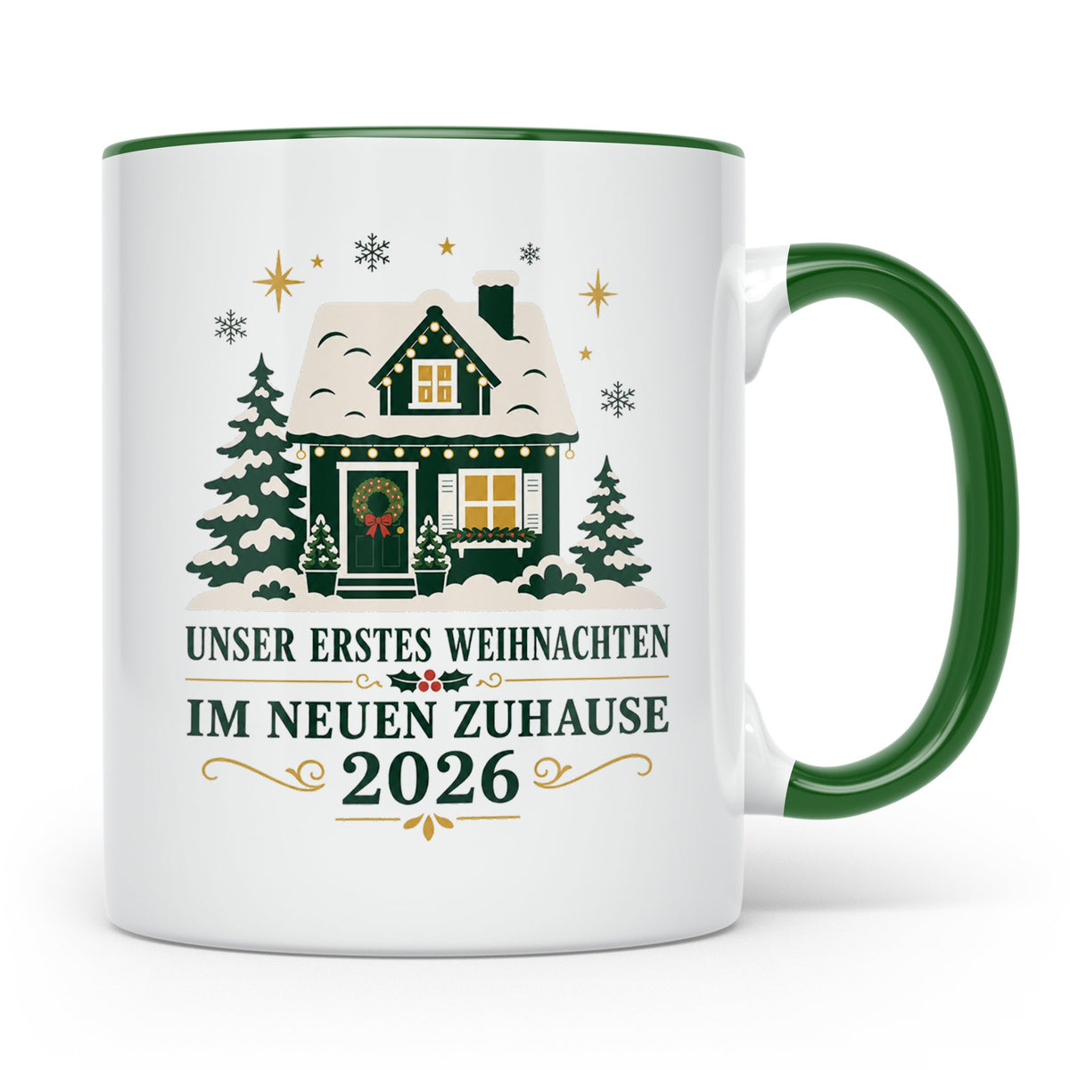 Neues Zuhause Tasse Unser erstes Weihnachten im neuen Zuhaus – Grün [farbe:grün]