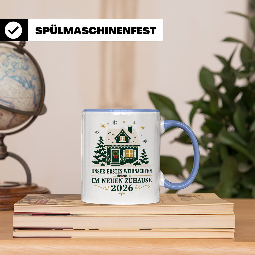 Neues Zuhause Tasse Unser erstes Weihnachten im neuen Zuhaus – Blau [farbe:blau]