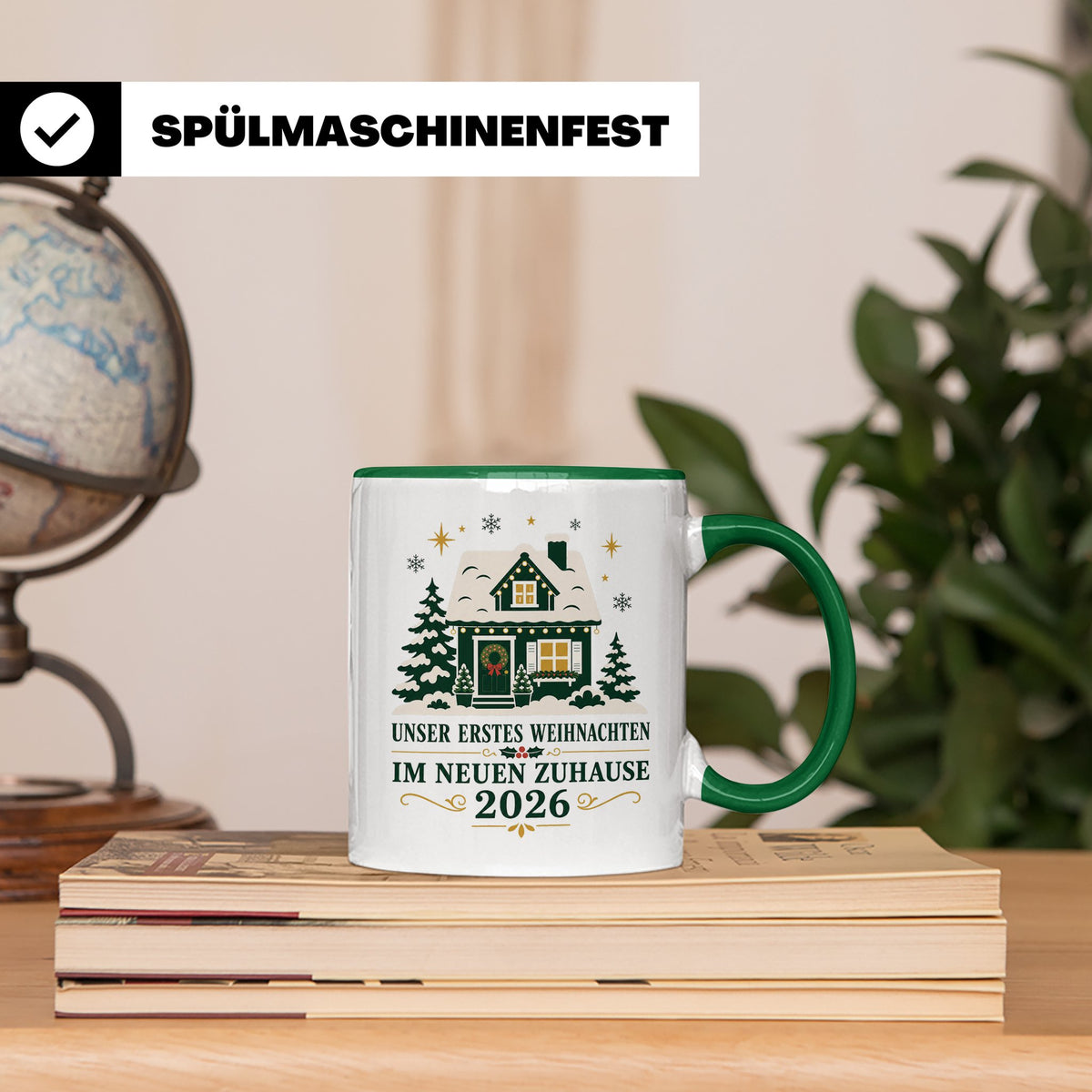 Neues Zuhause Tasse Unser erstes Weihnachten im neuen Zuhaus – Grün [farbe:grün]