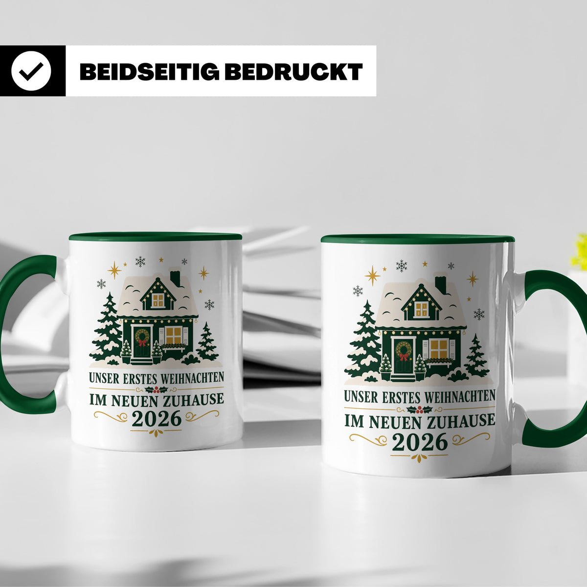 Neues Zuhause Tasse Unser erstes Weihnachten im neuen Zuhaus – Grün [farbe:grün]