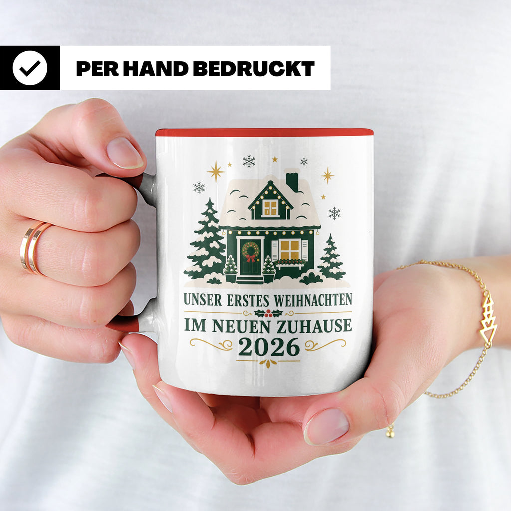 Neues Zuhause Tasse Unser erstes Weihnachten im neuen Zuhaus – Rot [farbe:rot]