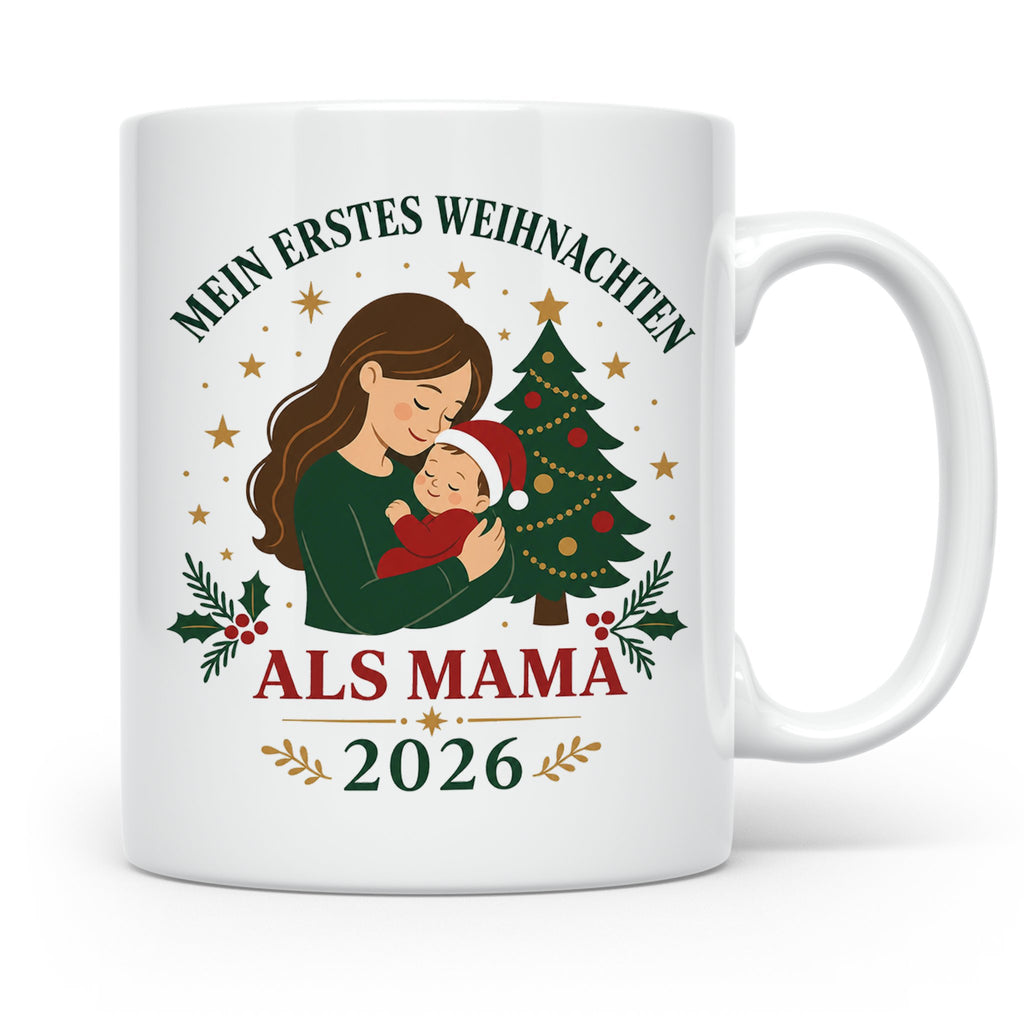 Mama Tasse Mein erstes Weihnachten als Mama 2026 - Geschenk  – Weiß [farbe:weiß]