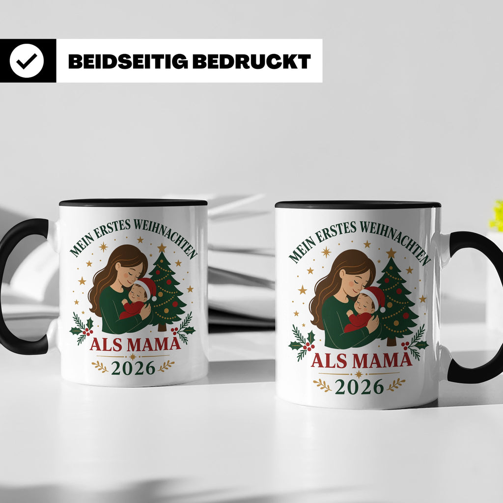 Mama Tasse Mein erstes Weihnachten als Mama 2026 - Geschenk  – Schwarz [farbe:schwarz]