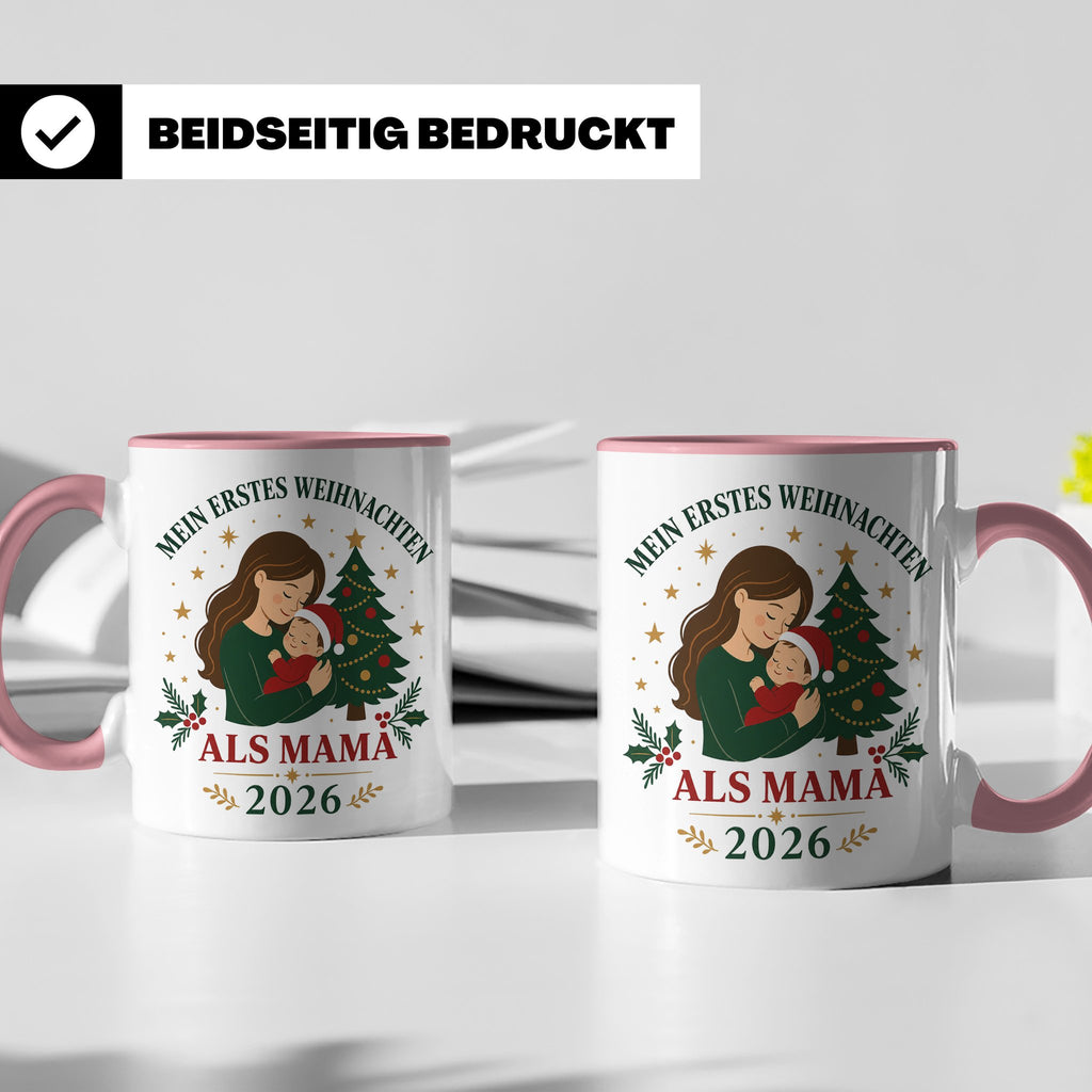 Mama Tasse Mein erstes Weihnachten als Mama 2026 - Geschenk  – Rosa [farbe:rosa]