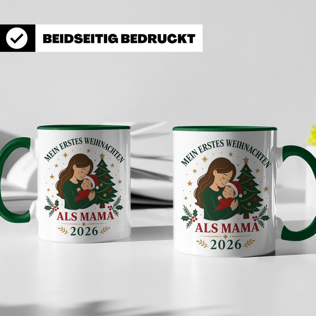 Mama Tasse Mein erstes Weihnachten als Mama 2026 - Geschenk  – Grün [farbe:grün]