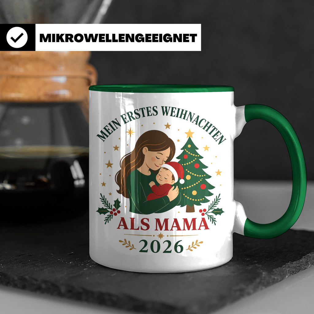 Mama Tasse Mein erstes Weihnachten als Mama 2026 - Geschenk  – Grün [farbe:grün]