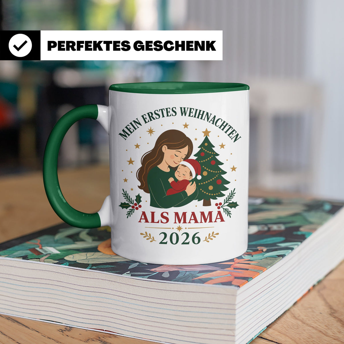 Mama Tasse Mein erstes Weihnachten als Mama 2026 - Geschenk  – Grün [farbe:grün]