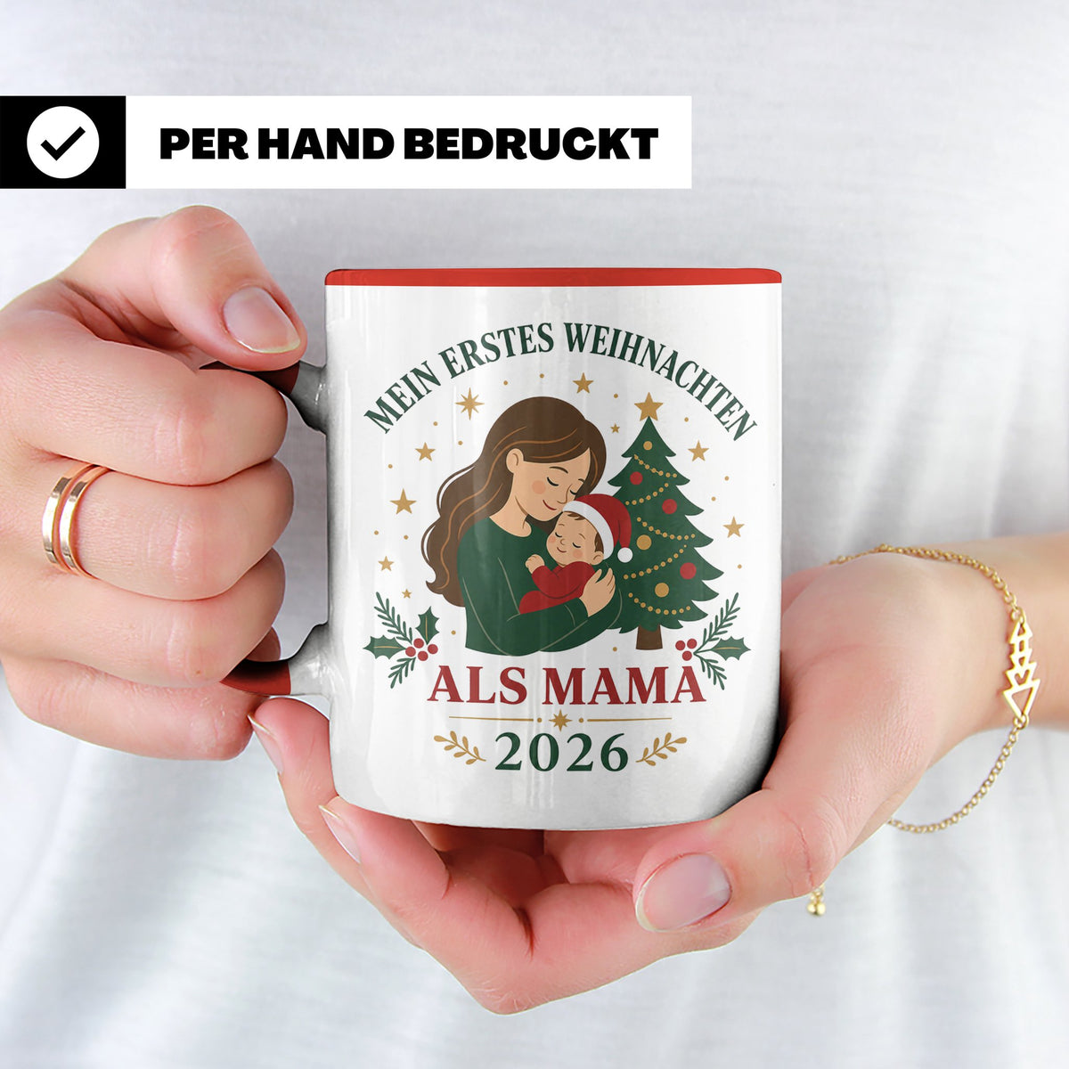 Mama Tasse Mein erstes Weihnachten als Mama 2026 - Geschenk  – Rot [farbe:rot]