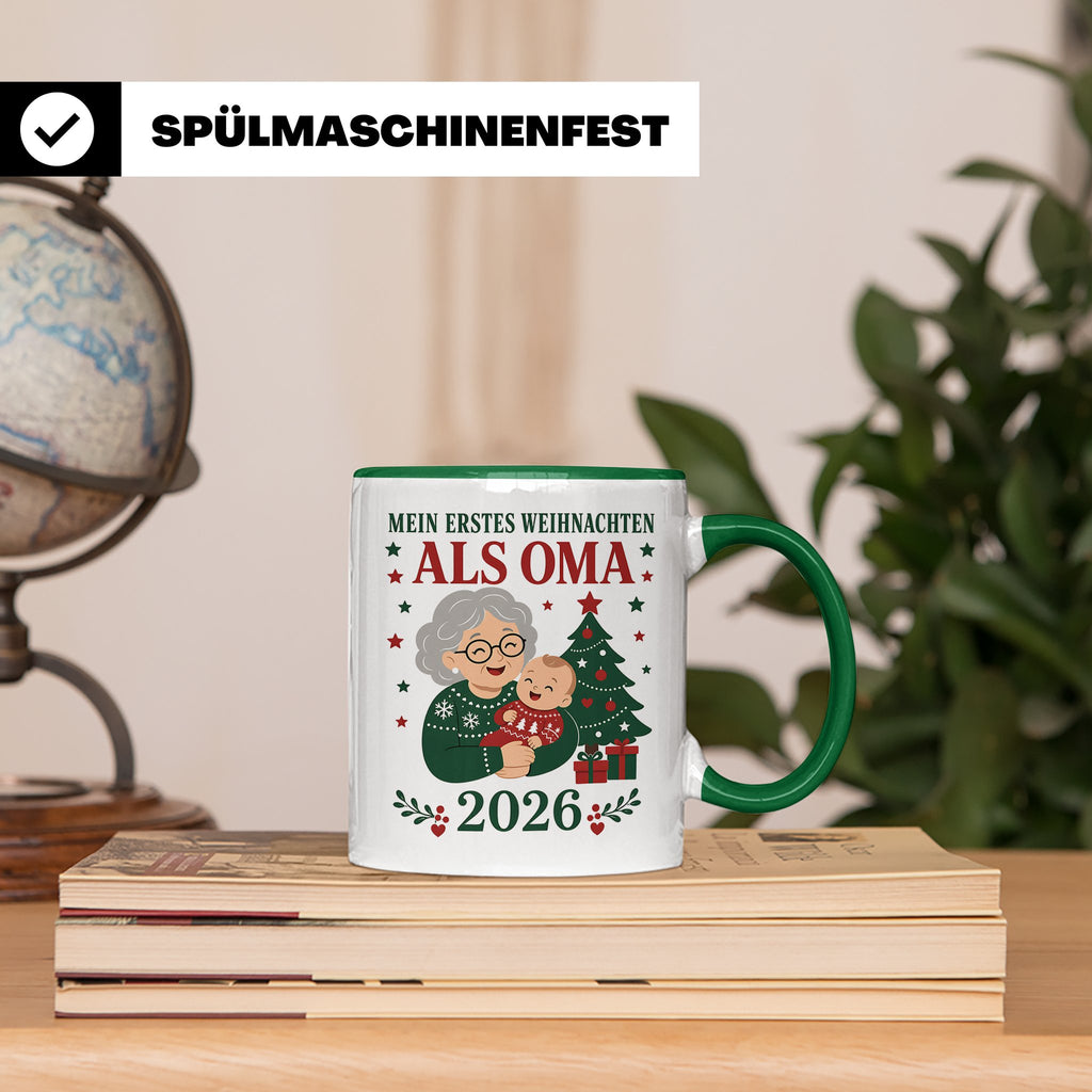 Oma Tasse Mein erstes Weihnachten als Oma 2026 - Geschenk fü – Grün [farbe:grün]