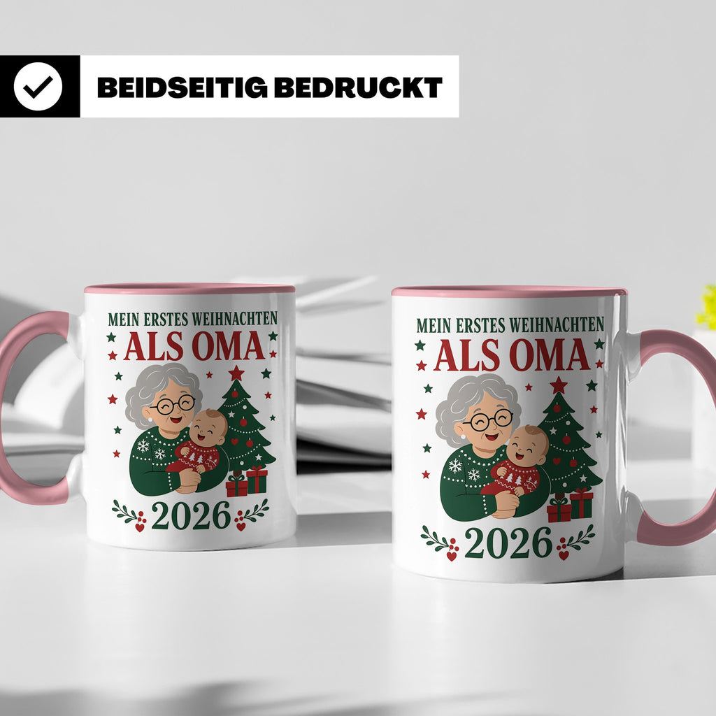 Oma Tasse Mein erstes Weihnachten als Oma 2026 - Geschenk fü – Rosa [farbe:rosa]