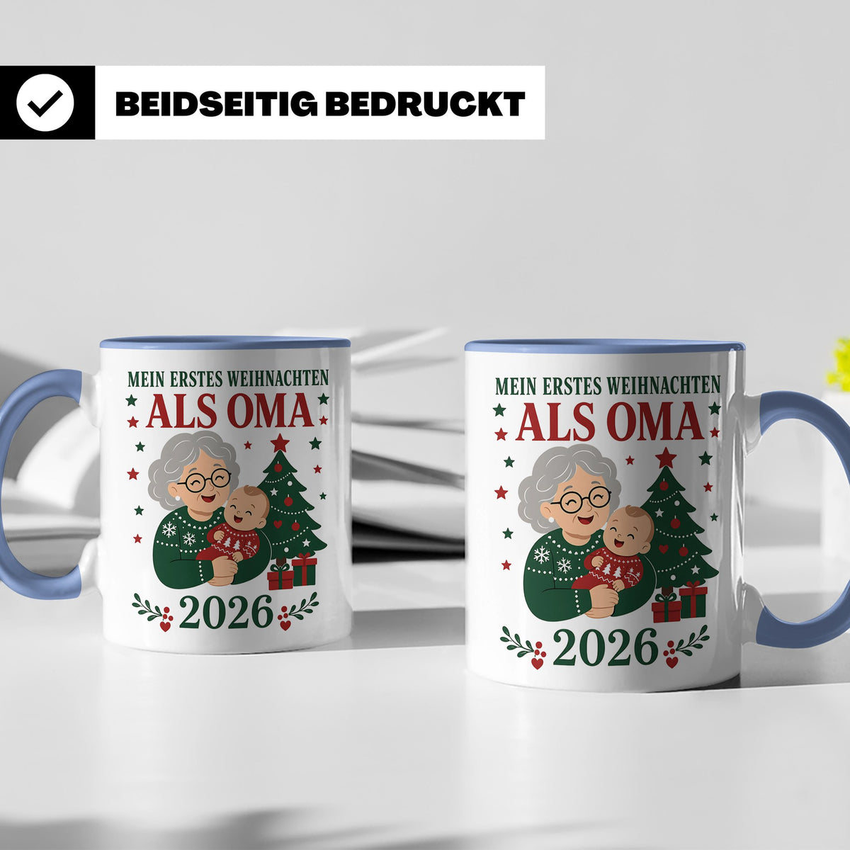 Oma Tasse Mein erstes Weihnachten als Oma 2026 - Geschenk fü – Blau [farbe:blau]