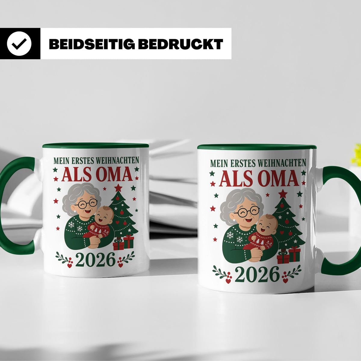 Oma Tasse Mein erstes Weihnachten als Oma 2026 - Geschenk fü – Grün [farbe:grün]