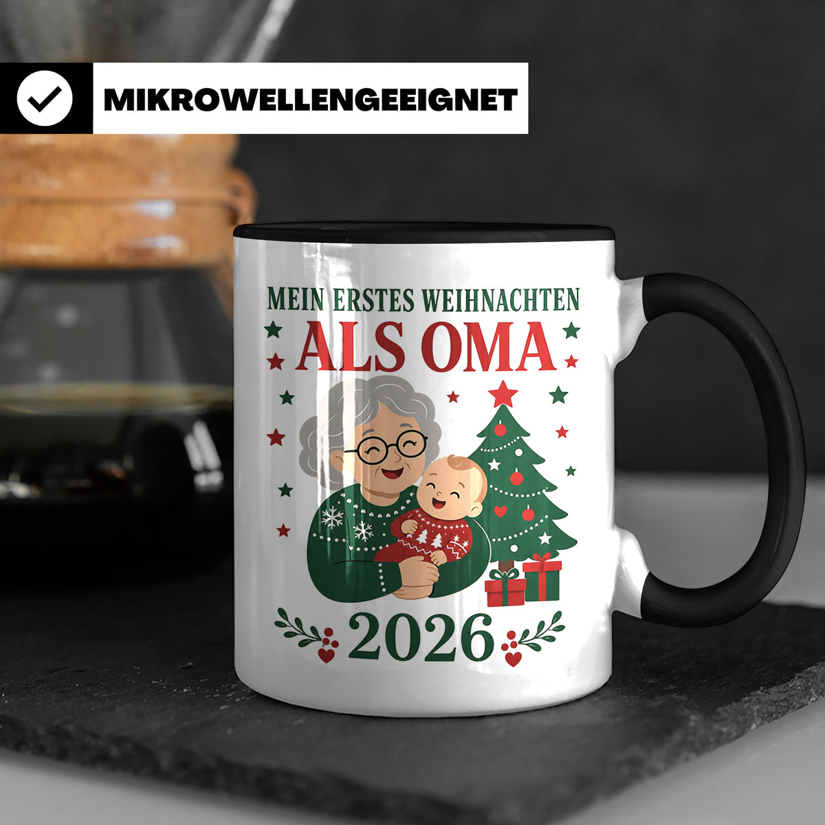 Oma Tasse Mein erstes Weihnachten als Oma 2026 - Geschenk fü – Schwarz [farbe:schwarz]
