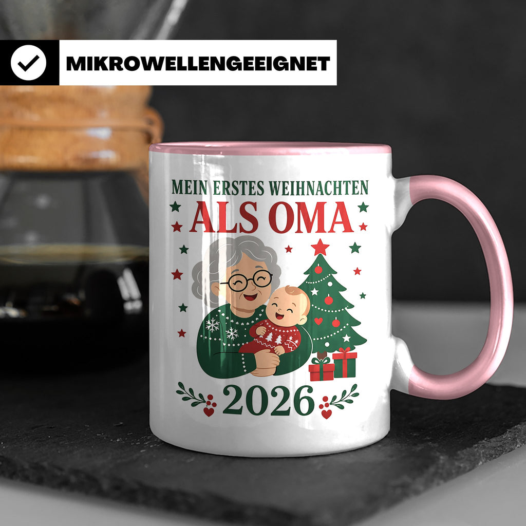 Oma Tasse Mein erstes Weihnachten als Oma 2026 - Geschenk fü – Rosa [farbe:rosa]