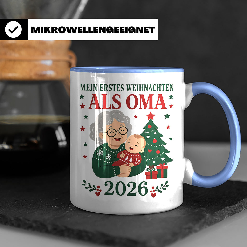 Oma Tasse Mein erstes Weihnachten als Oma 2026 - Geschenk fü – Blau [farbe:blau]