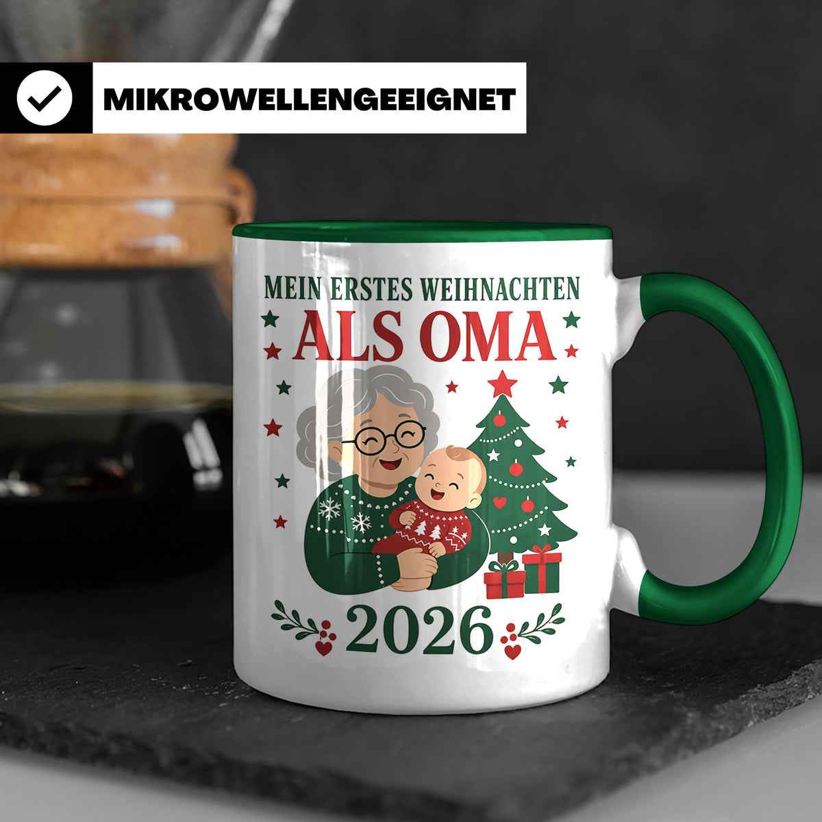 Oma Tasse Mein erstes Weihnachten als Oma 2026 - Geschenk fü – Grün [farbe:grün]