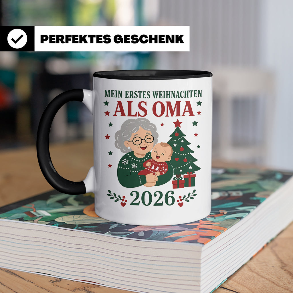 Oma Tasse Mein erstes Weihnachten als Oma 2026 - Geschenk fü – Schwarz [farbe:schwarz]