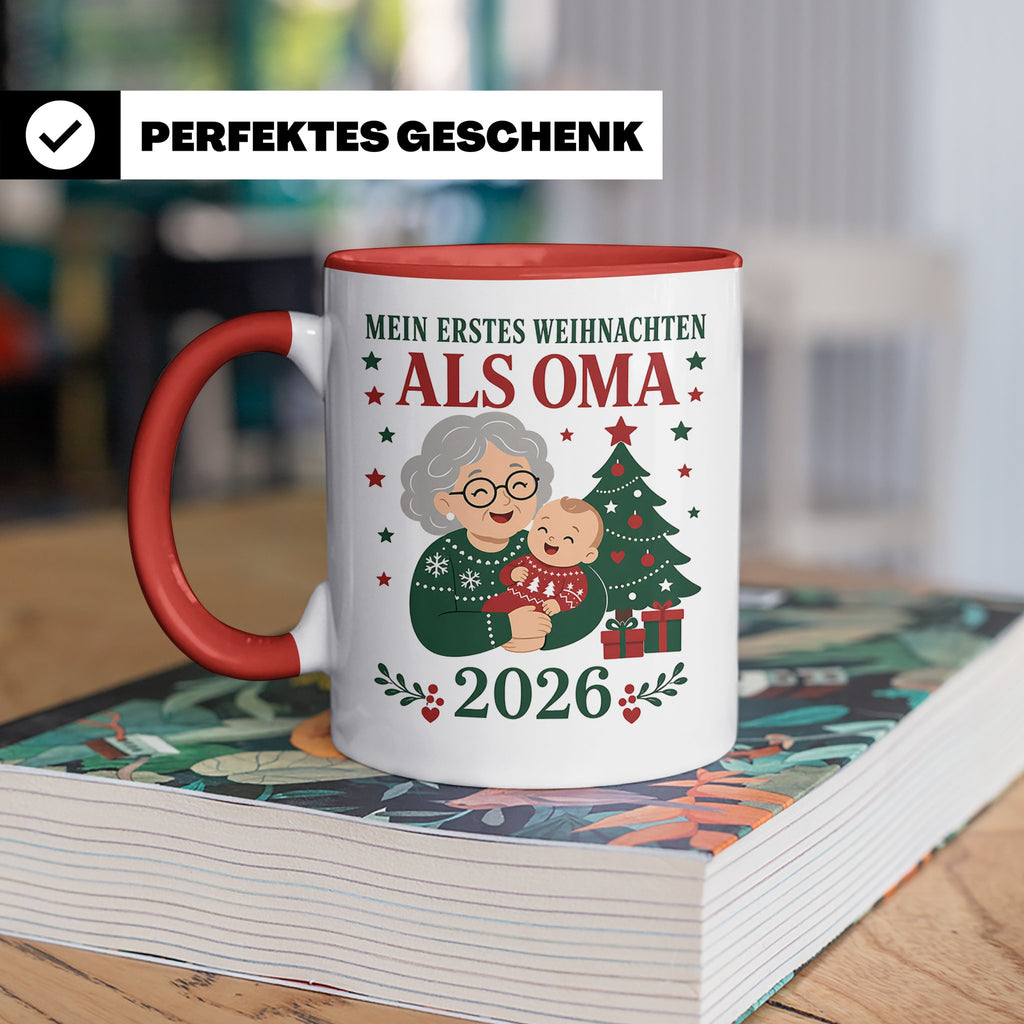 Oma Tasse Mein erstes Weihnachten als Oma 2026 - Geschenk fü – Rot [farbe:rot]