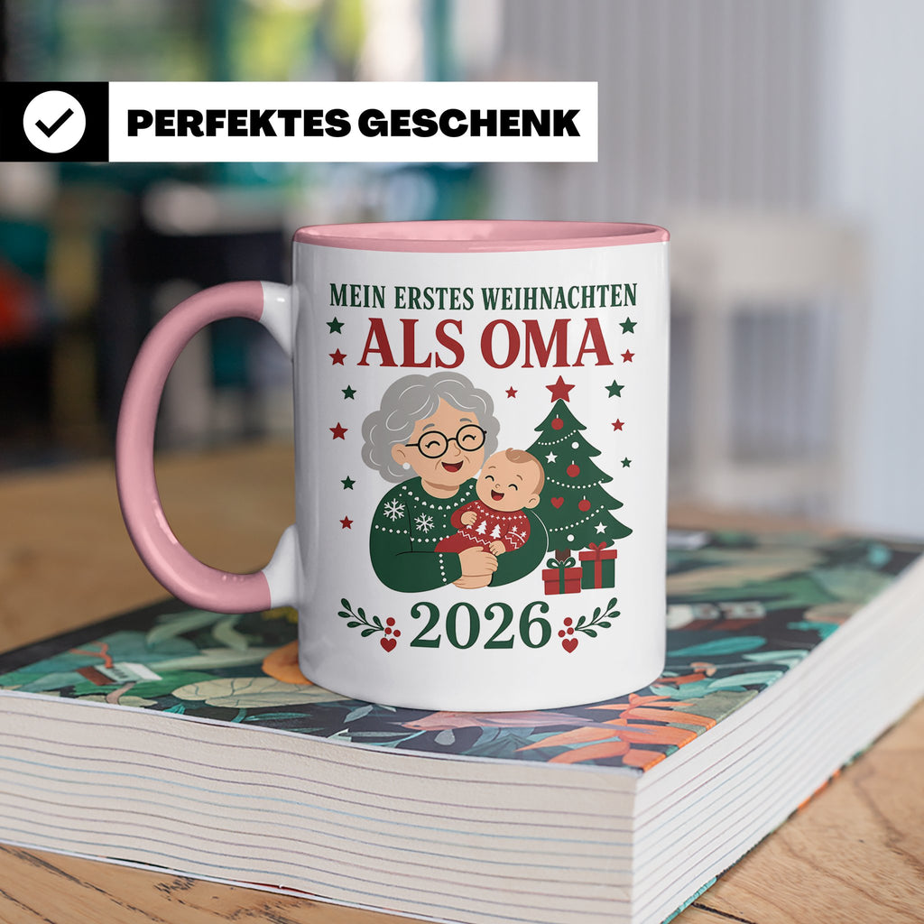 Oma Tasse Mein erstes Weihnachten als Oma 2026 - Geschenk fü – Rosa [farbe:rosa]
